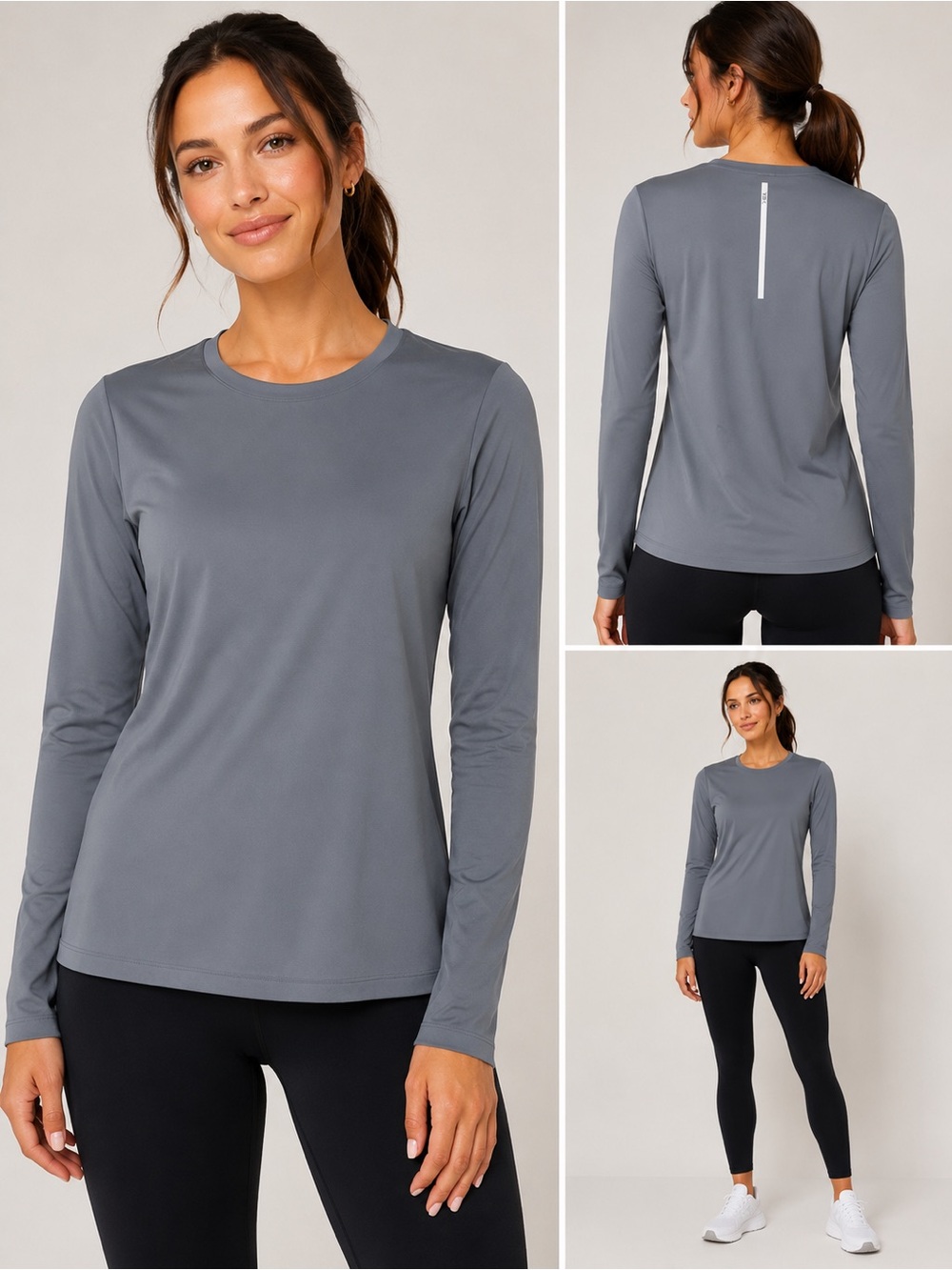 Victoria's Secret‎ VSX Elevate Long Sleeve Performance Activewear Top Gray Gym
